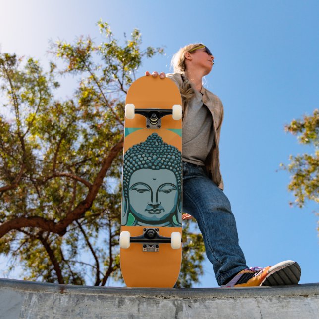 Zen Buddha Head Mini Skateboard Bräda 18,5 Cm (Utomhus 1)