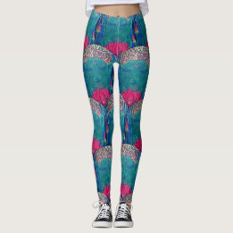 Zen Buddha Lotus Grönt Mönster Yoga Art Leggings