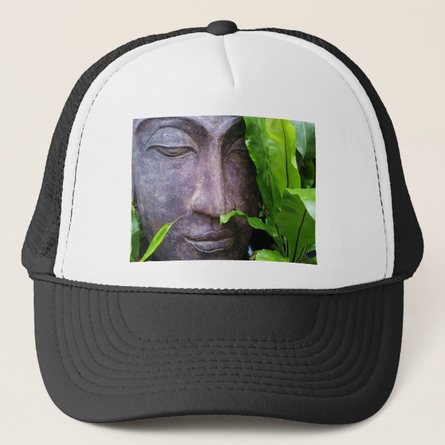 Zen Buddha Lugnhet Svart Vitt Hatt Truckerkeps (Framsida)