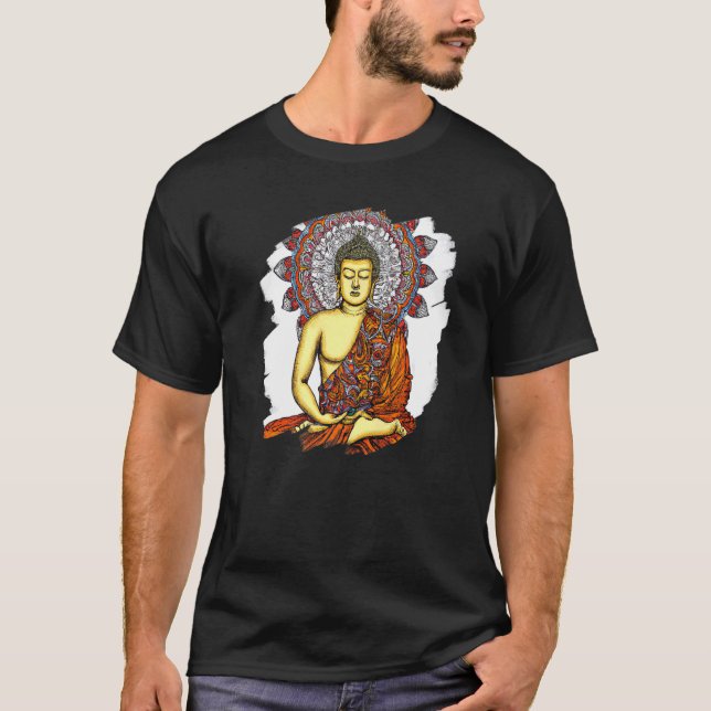 Zen Buddha Mandala Andlig (Asiatiska Stil-Medelhav T Shirt (Framsida)