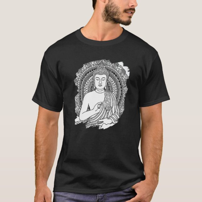 Zen Buddha Mandala Spiritual Asian Style Meditatio T Shirt (Framsida)