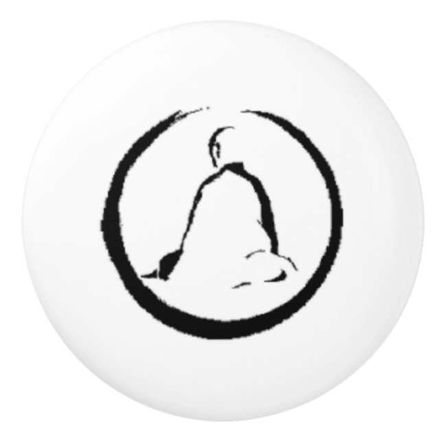Zen Buddha Meditating Ceramic pull Knob Knopp (Framsidan)