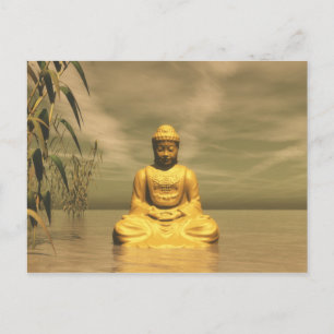 Zen buddha meditating vykort