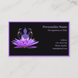 Zen Buddha Yoga Meditation Lila Lotus Flower Visitkort