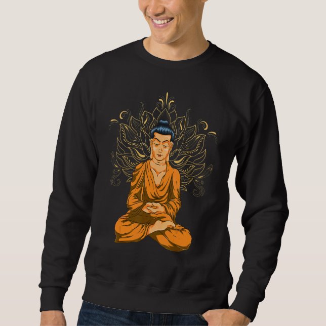 Zen Buddhism Lotusblomma Andlig Buddhist Budda Lång Ärmad Tröja (Framsida)