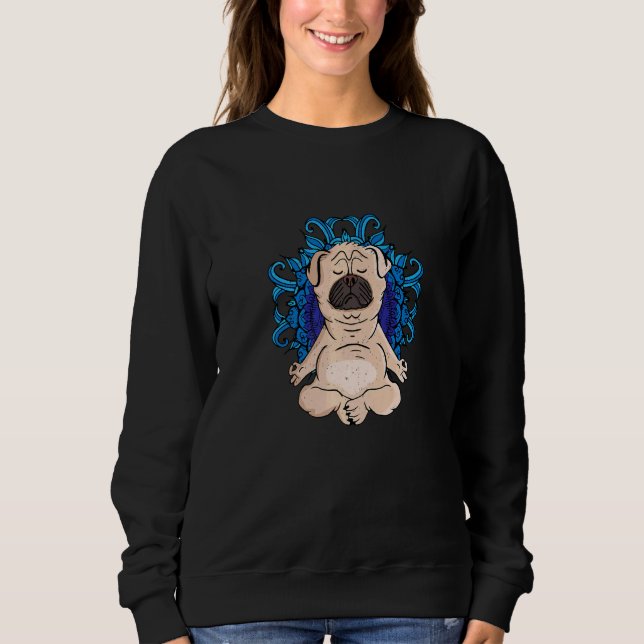 Zen Buddhism Meditation Hund Women Yoga Pug T Shirt (Framsida)