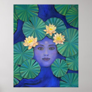 Zen Buddhism Poster Lotus Pond Kuan Yin Buddha Art