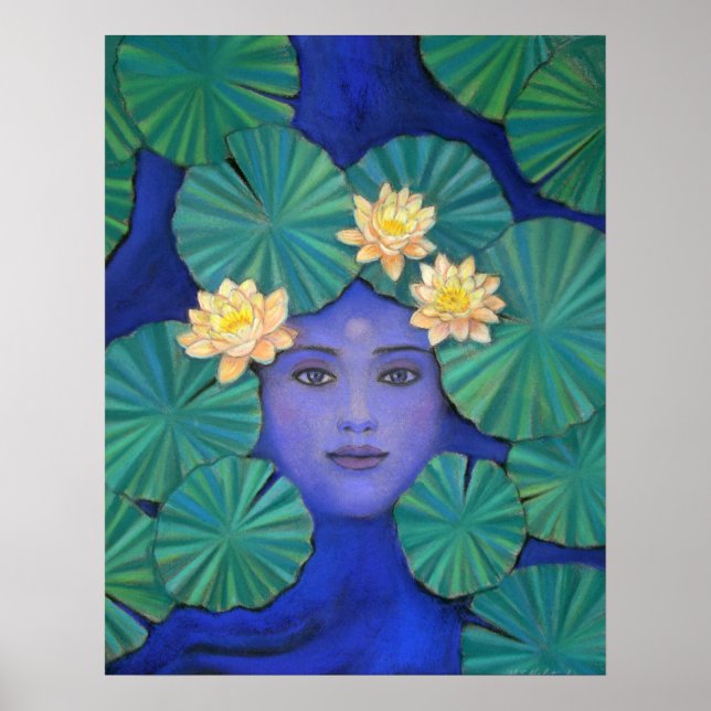 Zen Buddhism Poster Lotus Pond Kuan Yin Buddha Art (Framsidan)