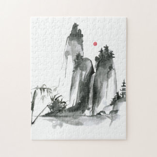 Zen Buddhism tempel i bergen Pussel