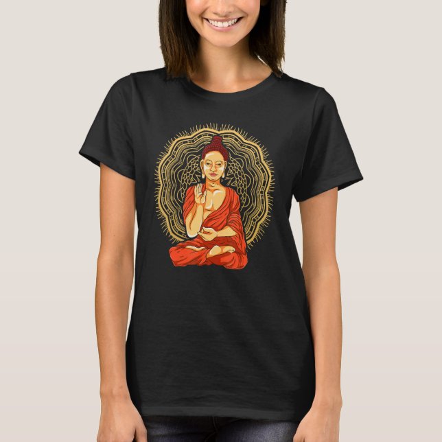 Zen Buddhist Buddhism Andlig Meditation Mandala T Shirt (Framsida)