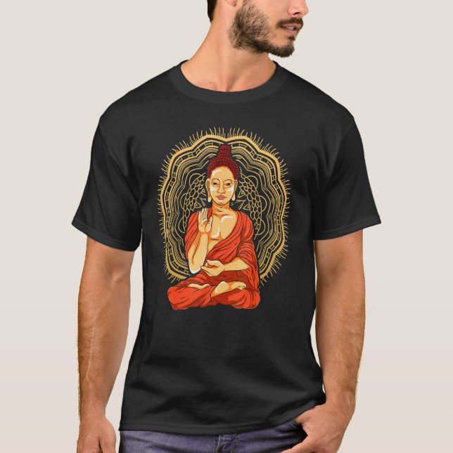 Zen Buddhist Buddhism Andlig Meditation Mandala T Shirt (Framsida)