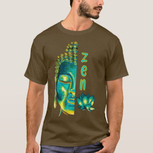 Zen Buddhist Digital Painting Blue Gult Buddha L T Shirt