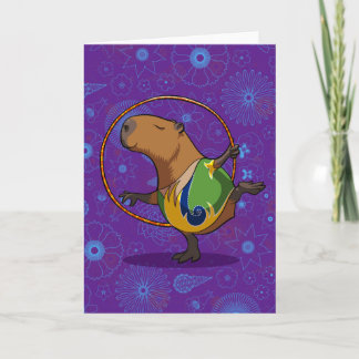 Zen Capybara Dancer Funny Rhythmic Gymnast Cartoon Kort