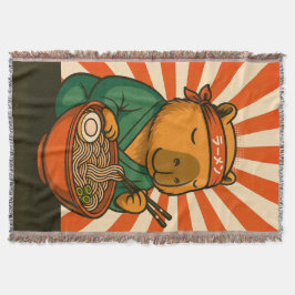 Zen Capybara Eating Ramen with Radiating Stripes Filt
