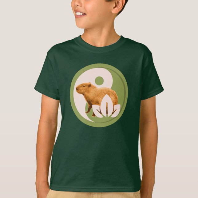 Zen Capybara Yin Yang T Shirt (Framsida)