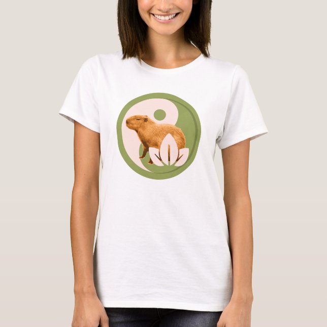 Zen Capybara Yin Yang T Shirt (Framsida)
