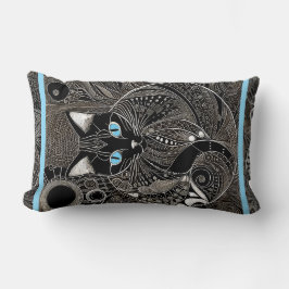 Zen Cat Assion, New Måne Blue Rand Lumbarkudde