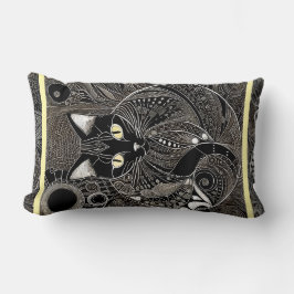 Zen Cat Assion, New Måne Gult Rand Lumbarkudde