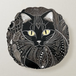 Zen Cat Assion Rund Kudde