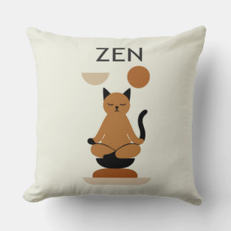 Zen Cat Meditation Throw Pillow – Cute Minimalist Kudde