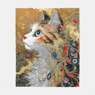 Zen Cat Vintage Japanska Ukiyo-e Fleecefilt