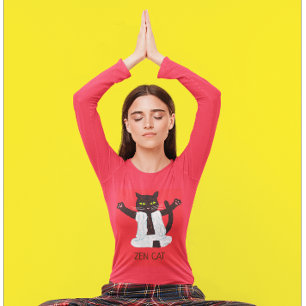 Zen cat yoga meditation pilates mediatate t shirt