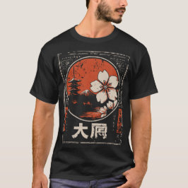 Zen Cherry Blommar Japansk Temple Red Circle T Shirt