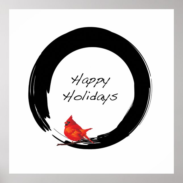 Zen Circle med julkardinal Poster (Framsidan)