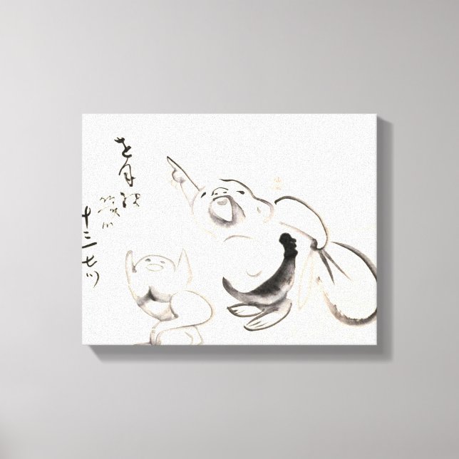 Zen Classics - Gibon Sengai - Hotei Pointing Canvastryck (Framsida)