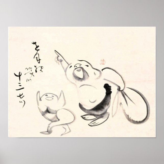 Zen Classics - Gibon Sengai - Hotei Pointing Poster (Framsidan)
