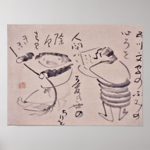 Zen Classics - Gibon Sengai - Kanzan och Jittoku Poster