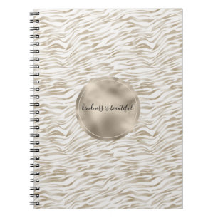 Zen Cream White Cocoa Brown Zebra tryck Anteckningsbok