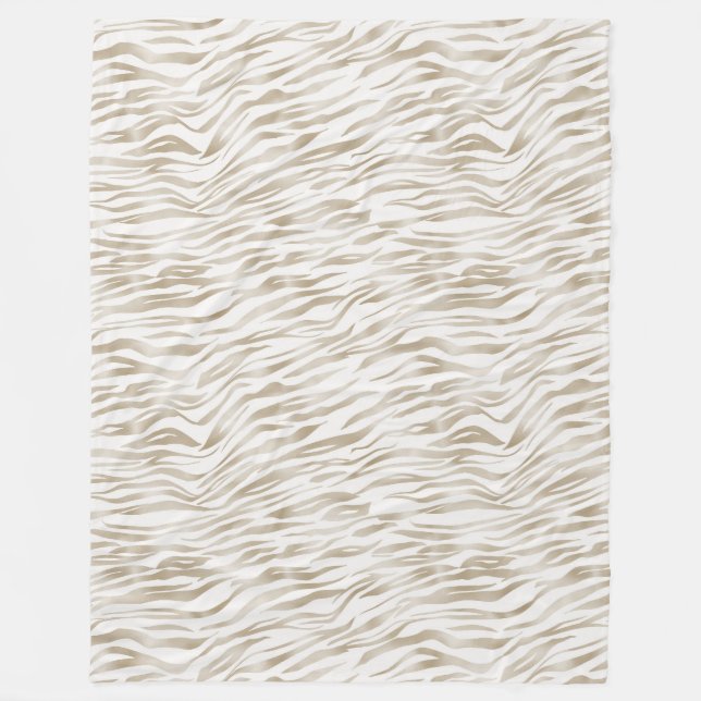 Zen Cream White Cocoa Brown Zebra tryck Fleecefilt (Framsidan)