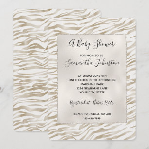 Zen Cream White Cocoa Brown Zebra tryck Inbjudningar