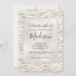 Zen Cream White Cocoa Brown Zebra tryck Inbjudningar