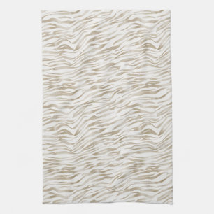 Zen Cream White Cocoa Brown Zebra tryck Kökshandduk