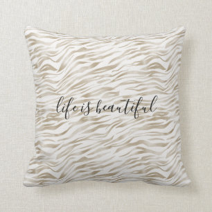 Zen Cream White Cocoa Brown Zebra tryck Kudde