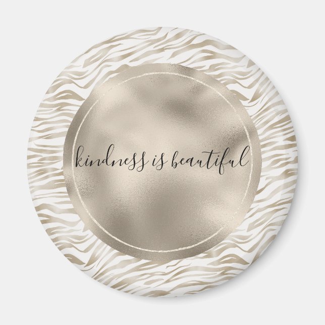 Zen Cream White Cocoa Brown Zebra tryck Magnet (Framsidan)