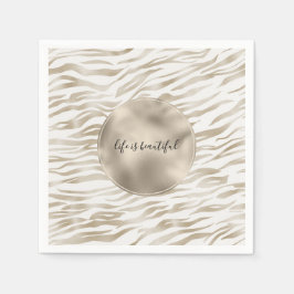 Zen Cream White Cocoa Brown Zebra tryck Pappersservett