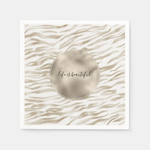 Zen Cream White Cocoa Brown Zebra tryck Pappersservett