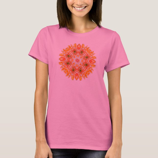 Zen Dahlia Flower Mandala T-Shirt (Framsida)