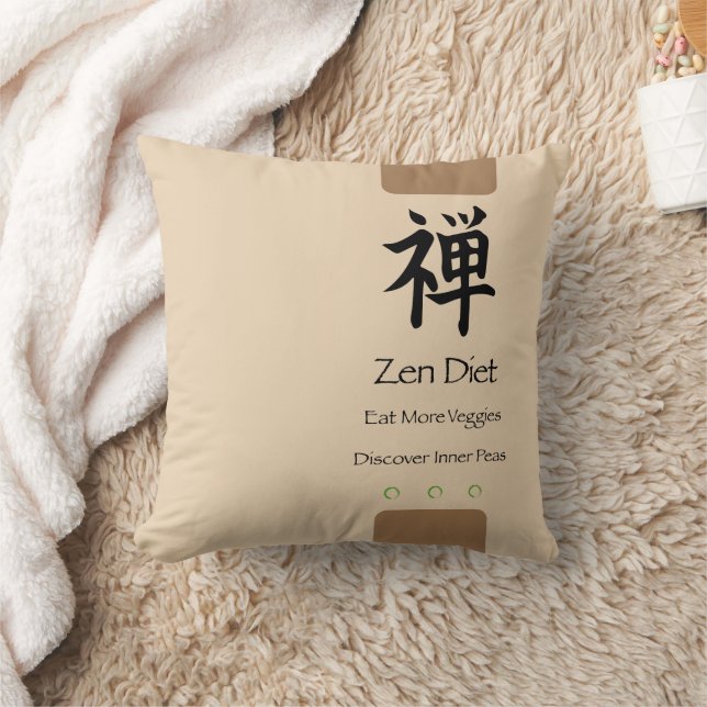 Zen Diet Eat More Veggies Tan BG Kudde (Filt)