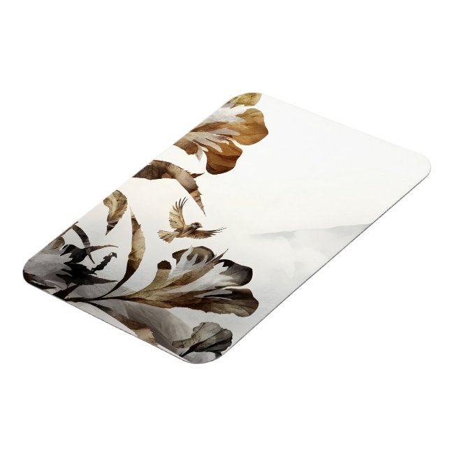 Zen Dimma Berg Fåglar Minimalistisk Natur Magnet (Vänstra Sidan)