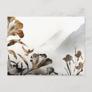 Zen Dimma Berg Fåglar Minimalistisk Natur Meddelande Vykort