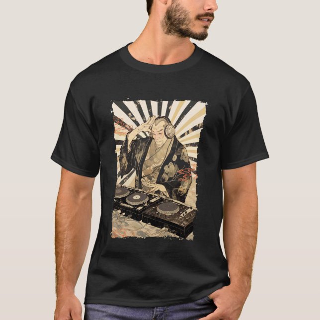 Zen DJ Munk Waves - Turntable Andlig Beat 1 T Shirt (Framsida)