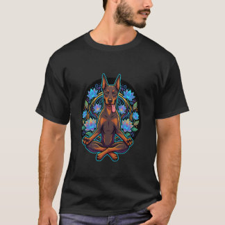Zen Doberman Tunga Ut Hund Meditation Lotus Konst T Shirt