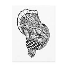 Zen doodle art sea snäcka svartvit mönster