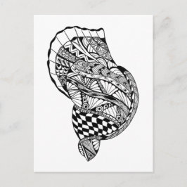 Zen doodle art sea snäcka svartvit mönster vykort