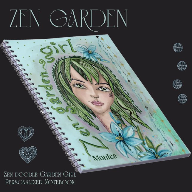 Zen Doodle Garden Girl Personlig Notebook Anteckningsbok ( Zen doodle Garden Girl Personalized Notebook )