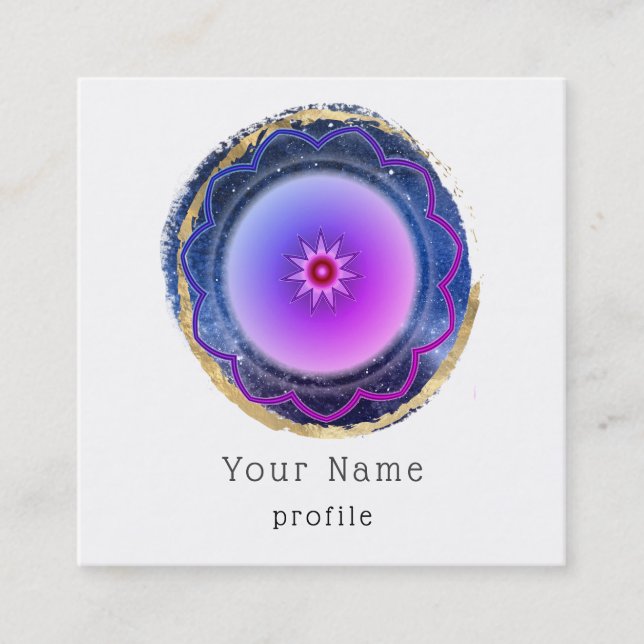 Zen-dröm - målad mandala fyrkantigt visitkort (Framsida)